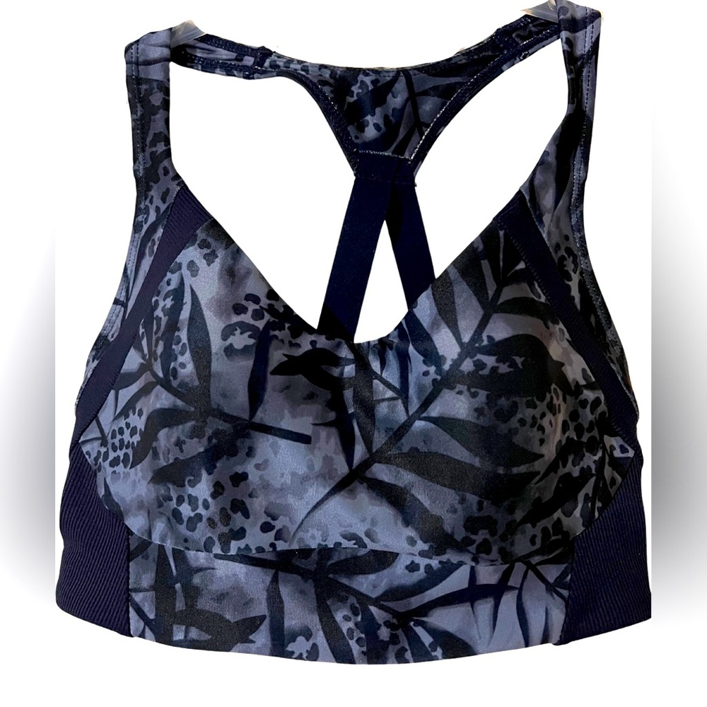 AVIA Women’s workout Racerback tops Small 4 5 6 Black Gray Print Molded Bra Cups